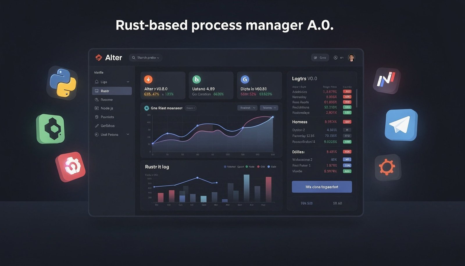 Alter Process Manager v0.8.0 — Rust-based cross-platform process manager with web dashboard, log charts and Telegram integration